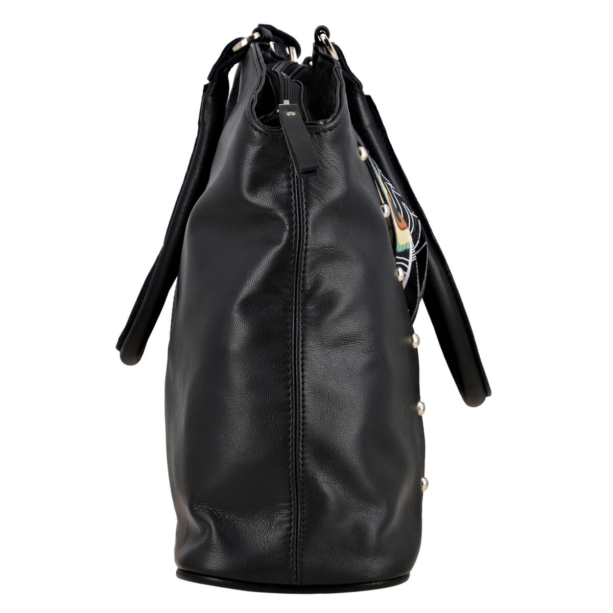 Black Genuine Leather Digital Print Handbag image number 5