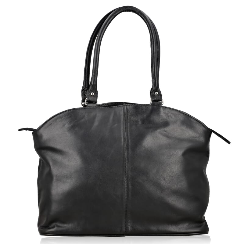 Black Genuine Leather Digital Print Handbag