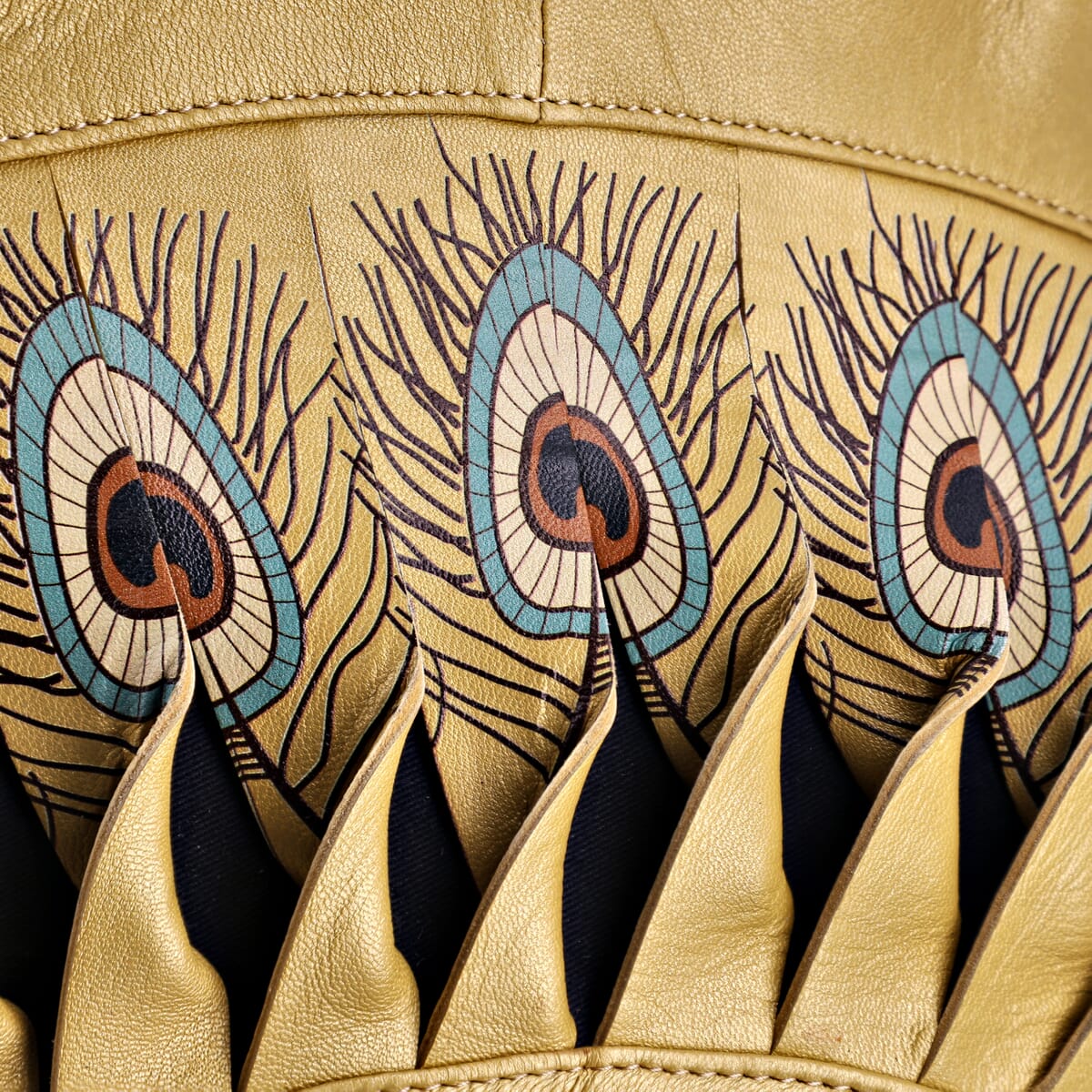 Metallic Golden Genuine Leather Digital Print Handbag image number 8