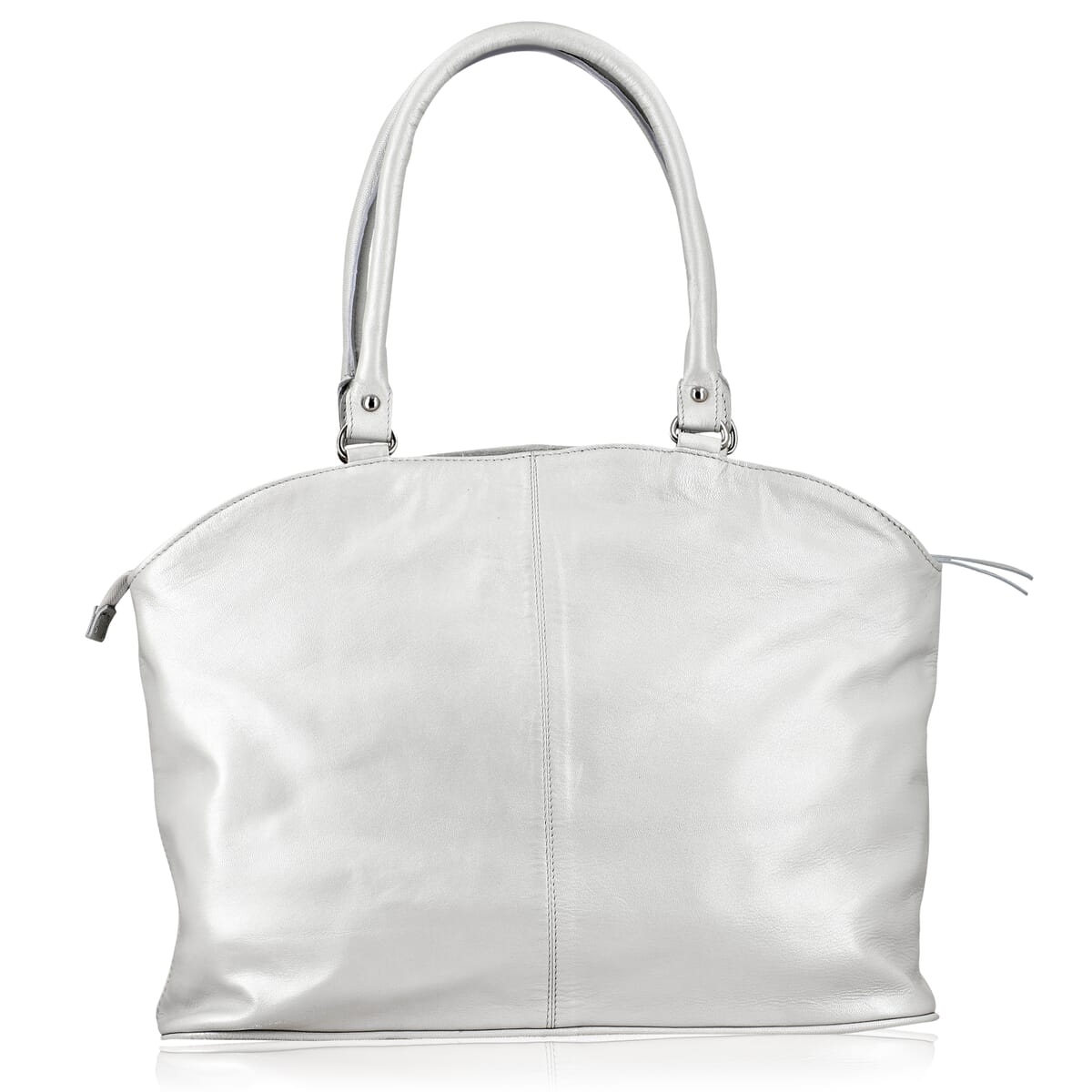 Metallic Silver Genuine Leather Digital Print Handbag image number 6