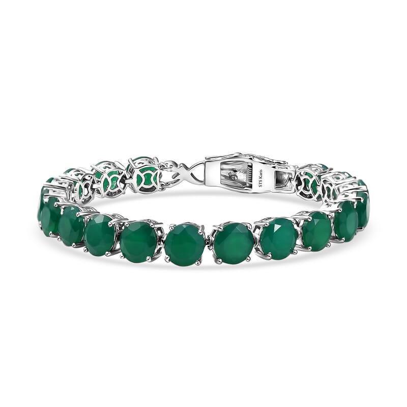 Karis Verde Onyx 32.40 ctw Dragon Lock Bracelet in Platinum Bond (7.25 In)