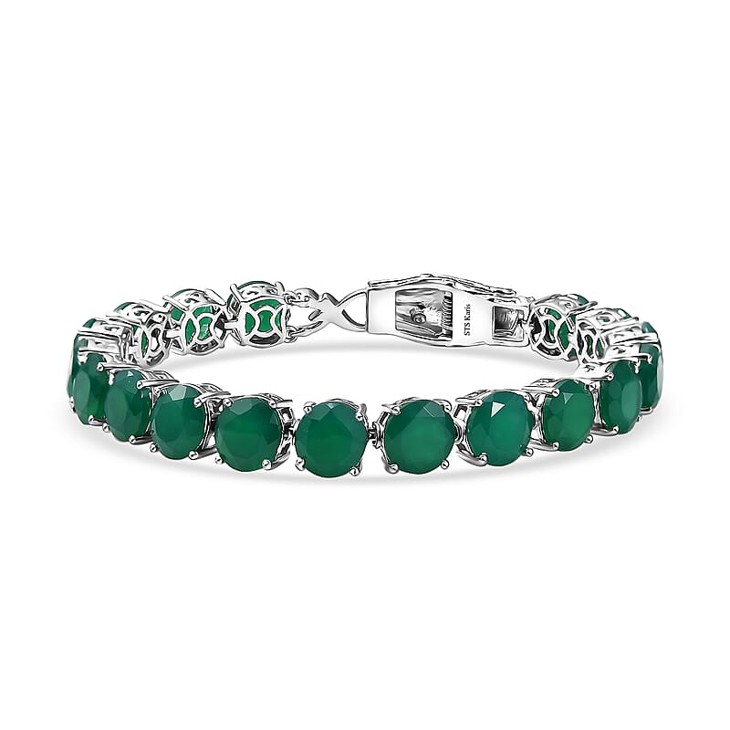 Karis Verde Onyx 32.40 ctw Dragon Lock Bracelet in Platinum Bond (7.25 In)
