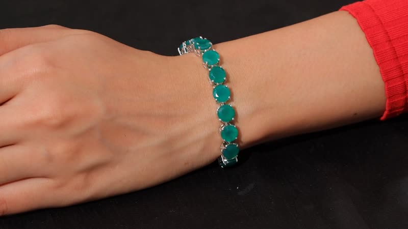 Karis Verde Onyx Bracelet in Platinum Bond (7.25 In) 32.40 ctw
