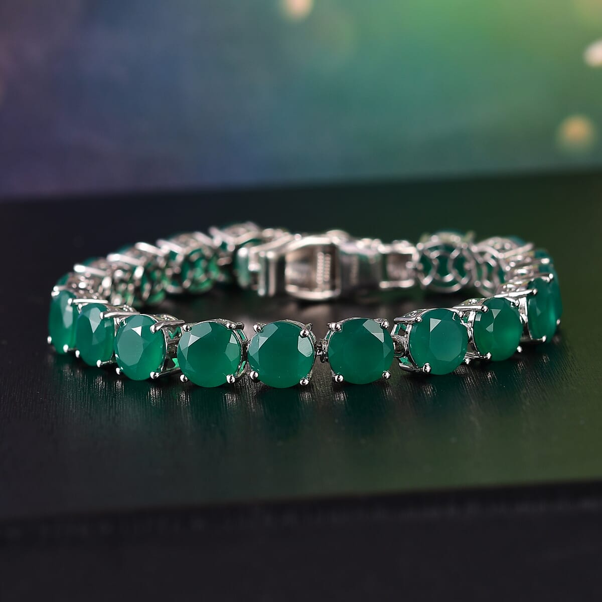 Karis Verde Onyx 32.40 ctw Bracelet in Platinum Bond (7.25 In) image number 1