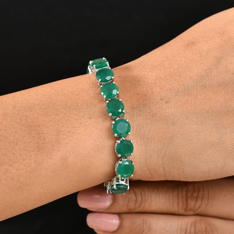 Karis Verde Onyx 32.40 ctw Dragon Lock Bracelet in Platinum Bond (7.25 In)