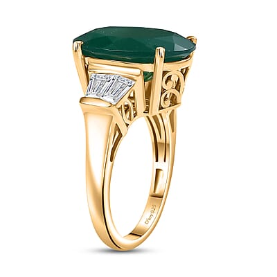 D'Joy Verde Onyx and White Topaz 8.50 ctw Green Luxe Ring in 18K Vermeil Yellow Gold Over Sterling Silver (Size 10.0)