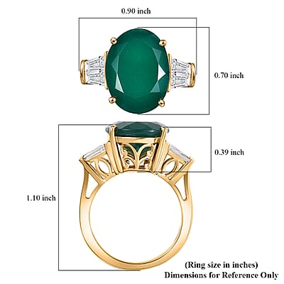 D'Joy Verde Onyx and White Topaz 8.50 ctw Green Luxe Ring in 18K Vermeil Yellow Gold Over Sterling Silver (Size 10.0)