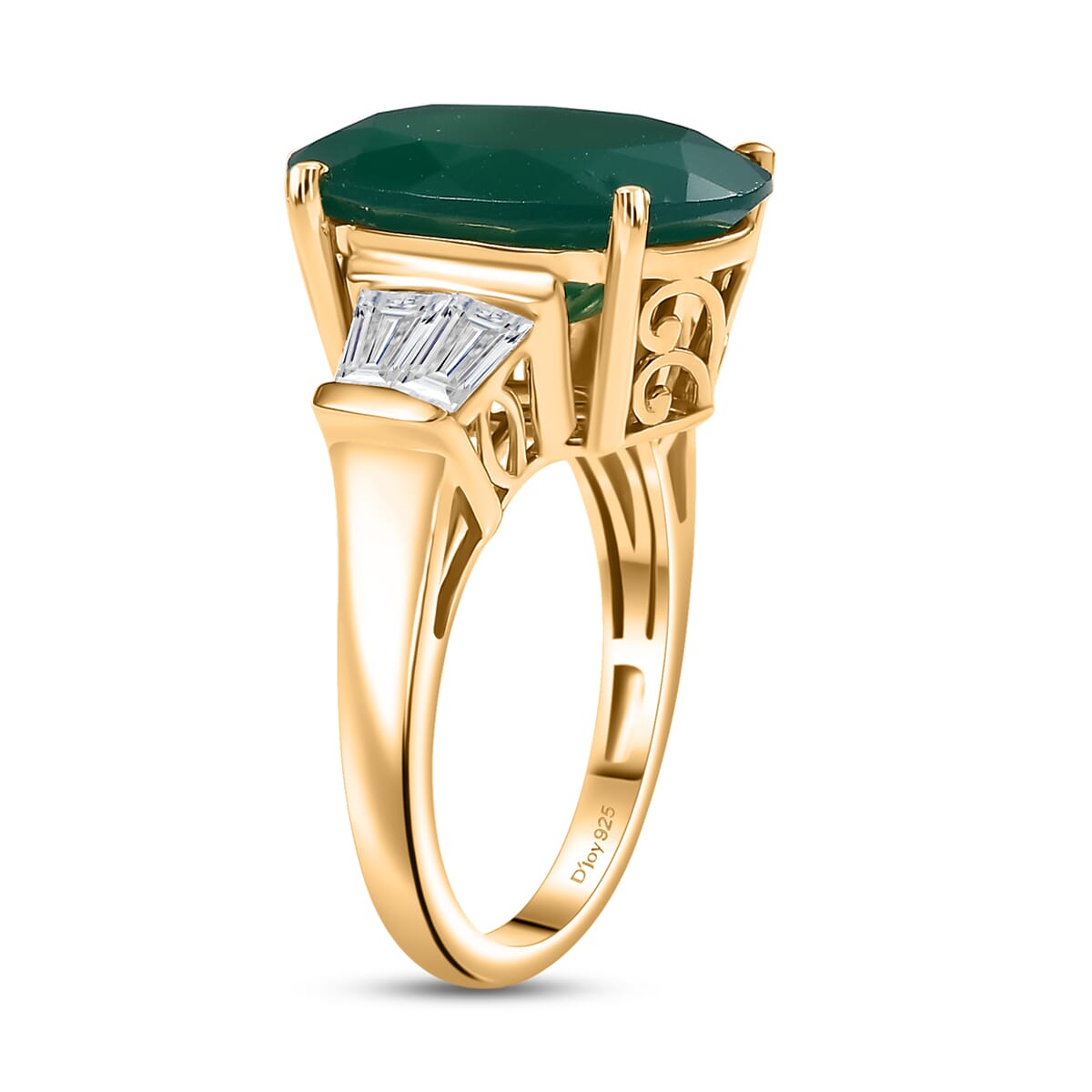 Verde Onyx and White Topaz 8.50 ctw Ring in 18K Vermeil Yellow Gold Over Sterling Silver (Size 9.0) image number 3