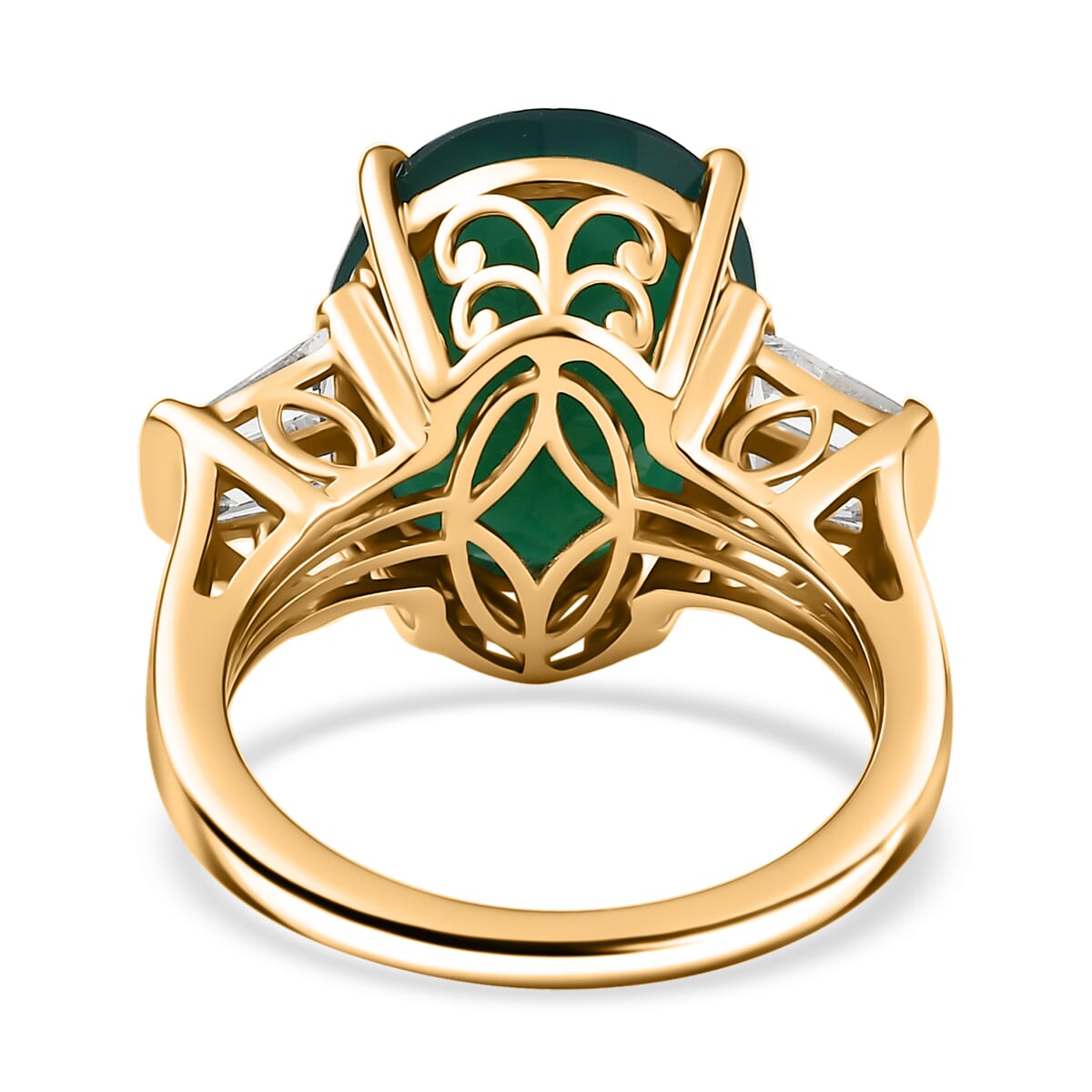 Verde Onyx and White Topaz 8.50 ctw Ring in 18K Vermeil Yellow Gold Over Sterling Silver (Size 9.0) image number 4