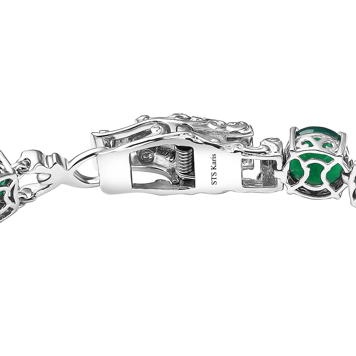 Karis Verde Onyx 28.80 ctw Dragon Lock Bracelet in Platinum Bond (6.50 In) image number 3