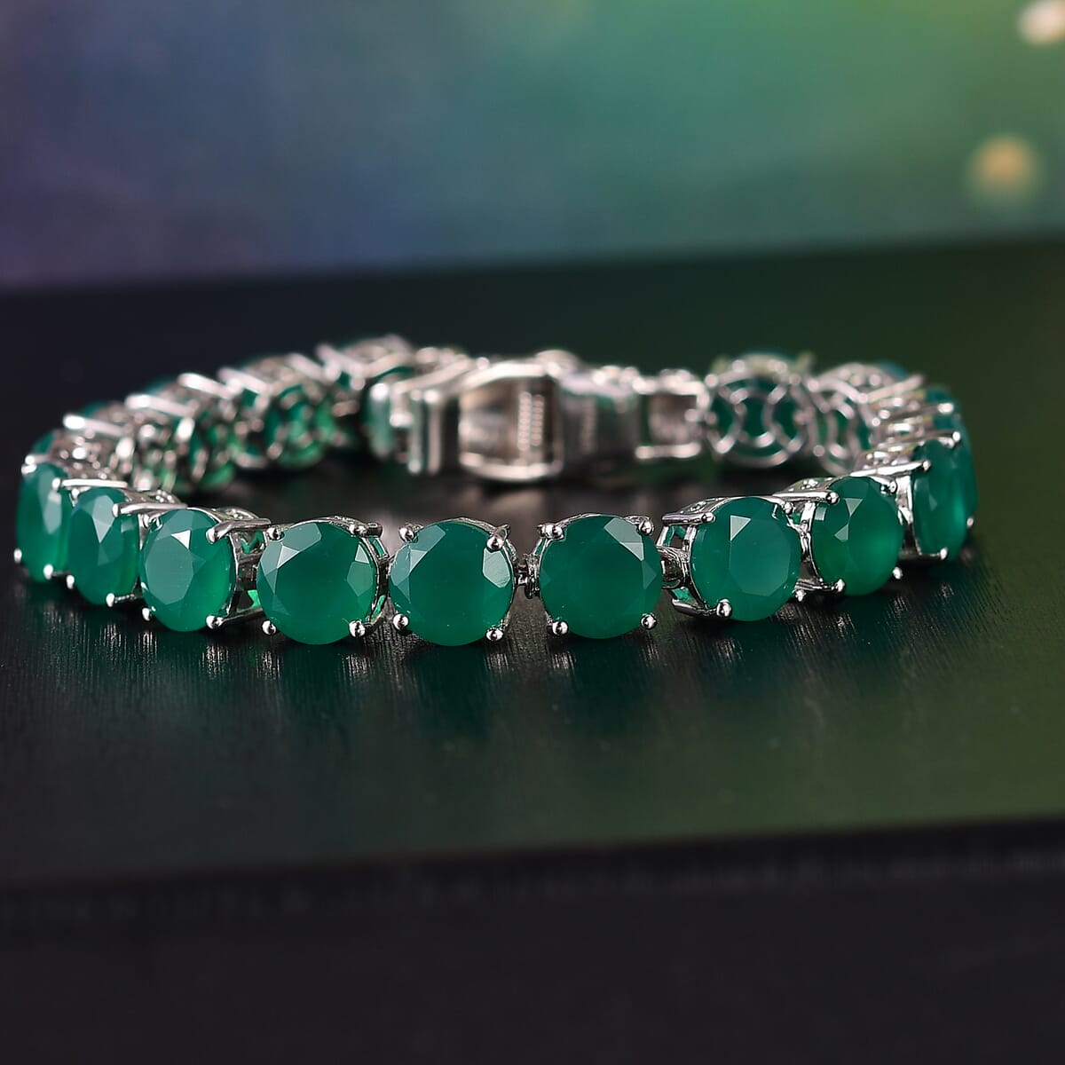 Karis Verde Onyx 36.00 ctw Bracelet in Platinum Bond (8.00 In) image number 1