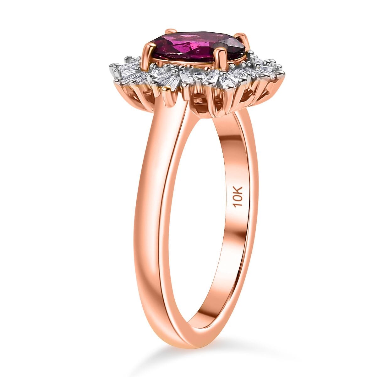 Luxoro AAA Radiant Ember Garnet and G-H I2 Diamond 1.70 ctw Snowflake Ring in 10K Rose Gold (Size 9.0) image number 3