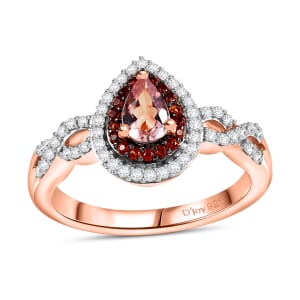 Premium Marropino Morganite and Multi Gemstone 1.10 ctw Infinity Shank Ring in 18K Vermeil Rose Gold Sterling Silver (Size 5.0)