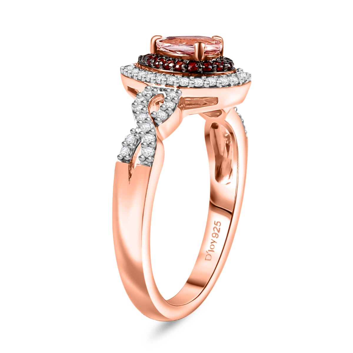 Premium Marropino Morganite and Multi Gemstone 1.10 ctw Infinity Shank Ring in 18K Vermeil Rose Gold Sterling Silver (Size 5.0) image number 3