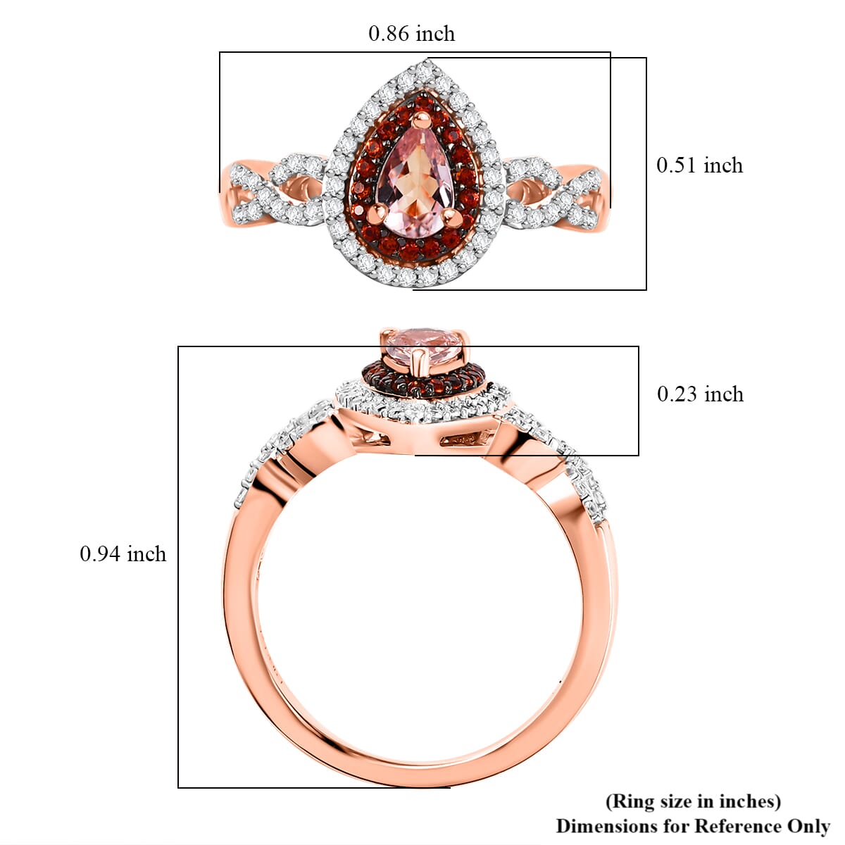Premium Marropino Morganite and Multi Gemstone 1.10 ctw Infinity Shank Ring in 18K Vermeil Rose Gold Sterling Silver (Size 5.0) image number 5