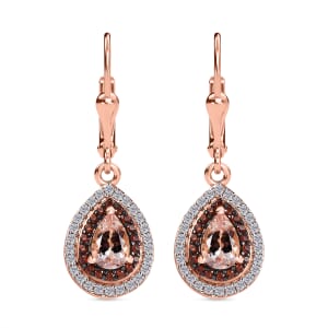 Premium  Marropino Morganite and Multi Gemstone 1.60 ctw Lever Back Earrings in 18K Vermeil Rose Gold Over Sterling Silver