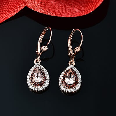 D'Joy Premium  Marropino Morganite and Multi Gemstone 1.60 ctw Lever Back Earrings in 18K Vermeil Rose Gold Over Sterling Silver