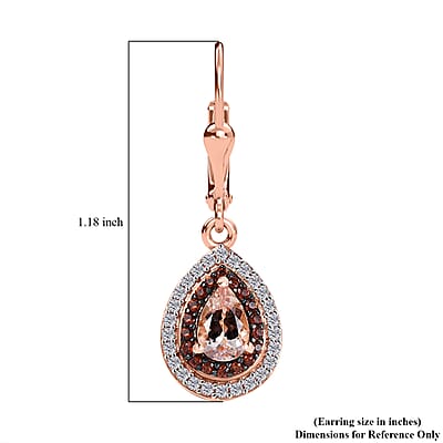 D'Joy Premium  Marropino Morganite and Multi Gemstone 1.60 ctw Lever Back Earrings in 18K Vermeil Rose Gold Over Sterling Silver