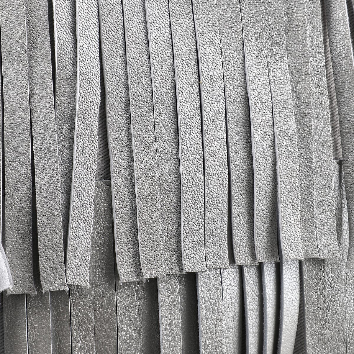 Silver Genuine Leather In Metallic Look Fringes Tote Bag image number 7