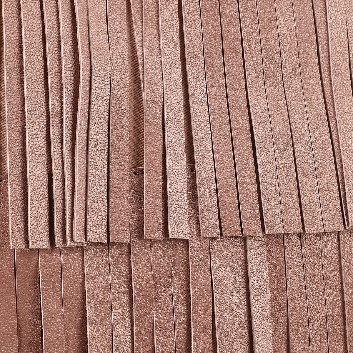 Pink Genuine Leather In Metallic Look Fringes Tote Bag image number 7