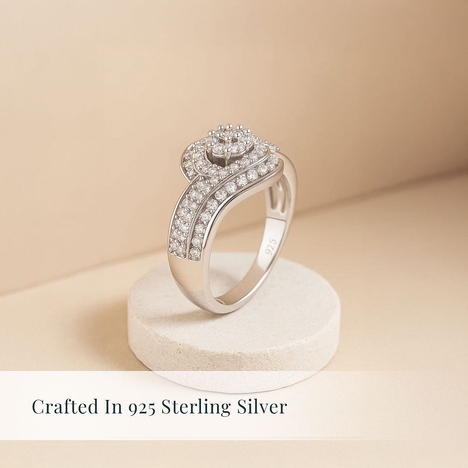 Luxuriant Lab Grown Diamond G-H SI 1.00 ctw Bypass Ring in Rhodium Over Sterling Silver (Size 6.0)