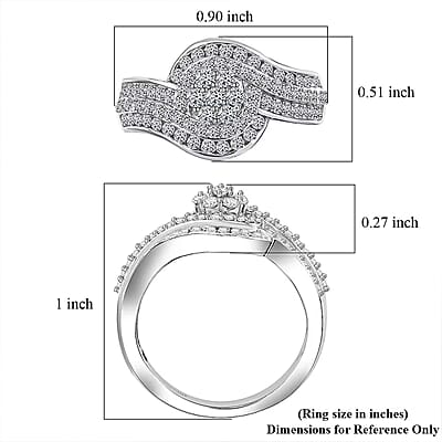 Luxuriant Lab Grown Diamond G-H SI 1.00 ctw Bypass Ring in Rhodium Over Sterling Silver (Size 6.0)