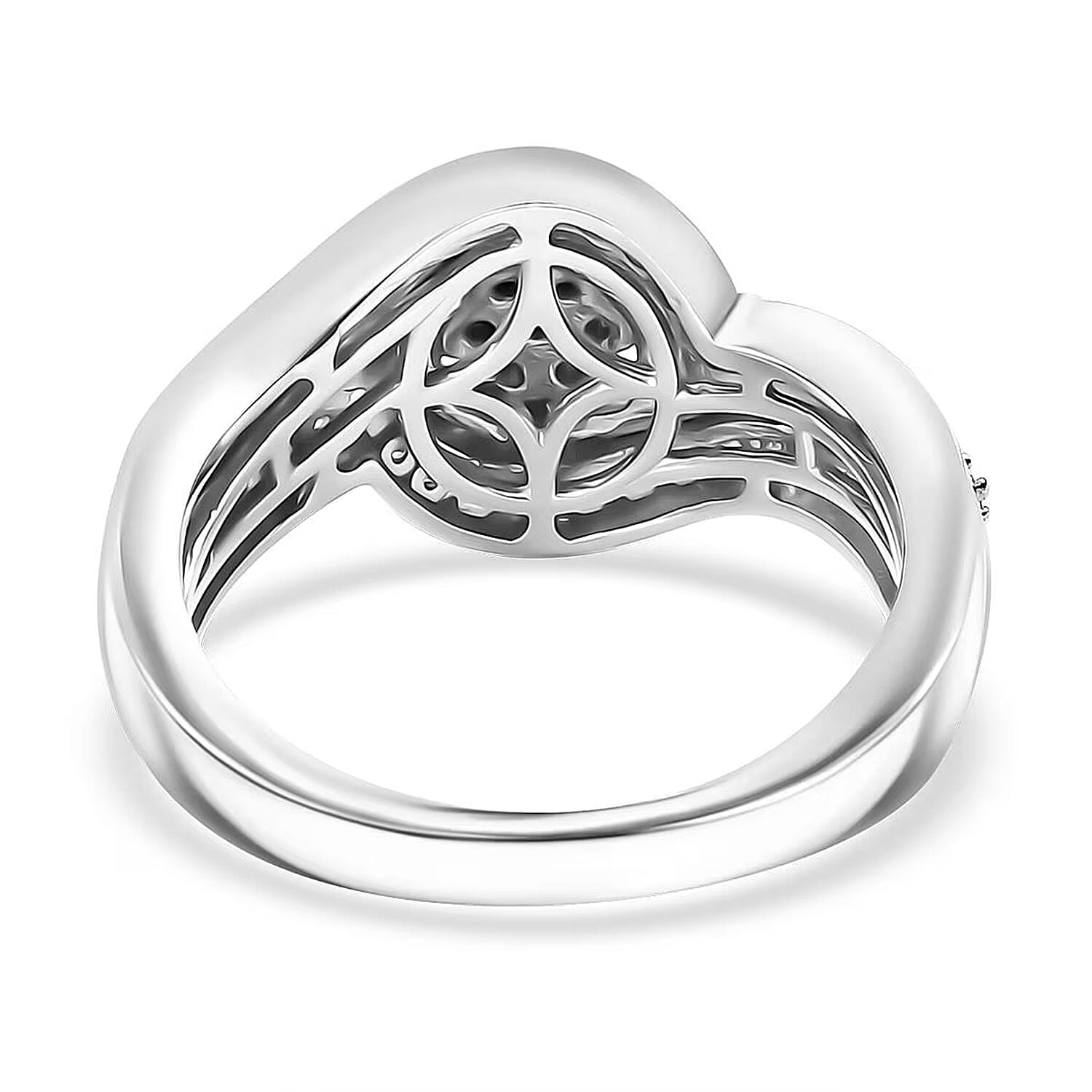 Luxuriant Lab Grown Diamond G-H SI 1.00 ctw Bypass Ring in Rhodium Over Sterling Silver (Size 6.0)