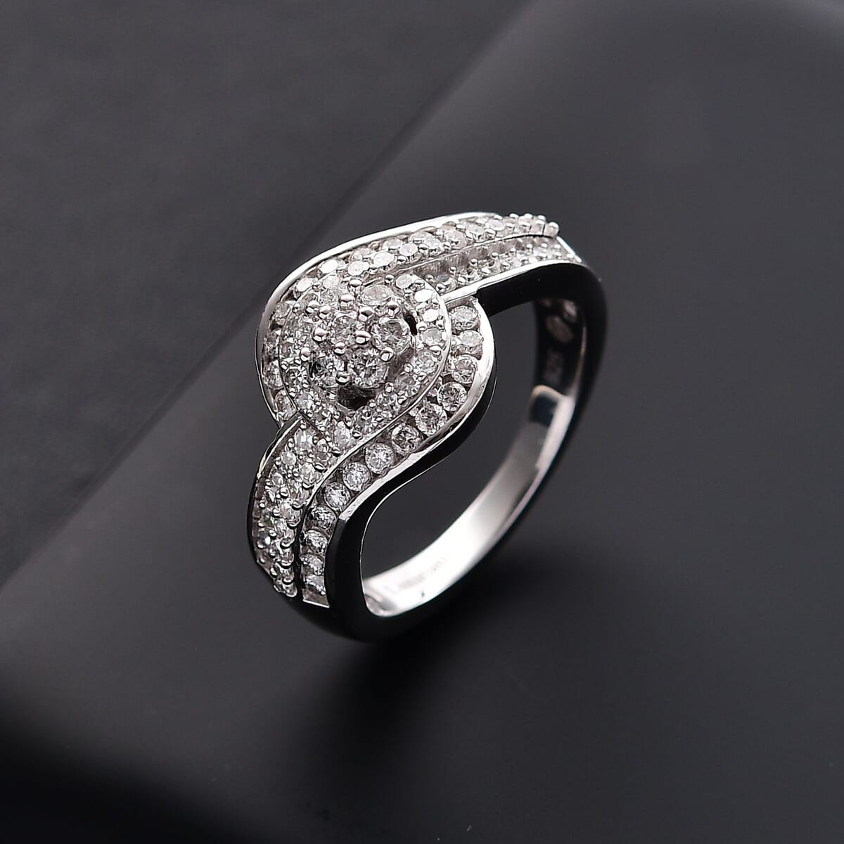 Luxuriant Lab Grown Diamond G-H SI 1.00 ctw Bypass Ring in Rhodium Over Sterling Silver (Size 9.0) image number 1