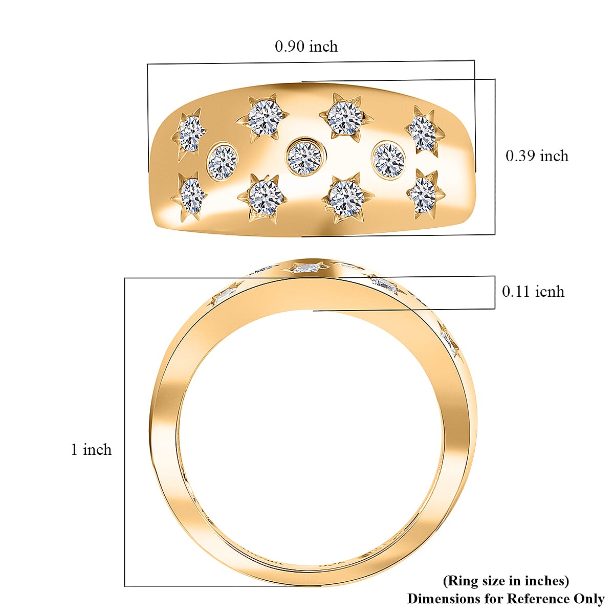 Luxuriant Lab Grown Diamond G-H SI 0.50 ctw Art Deco Ring in 18K Vermeil Yellow Gold Over Sterling Silver (Size 6.0) image number 5