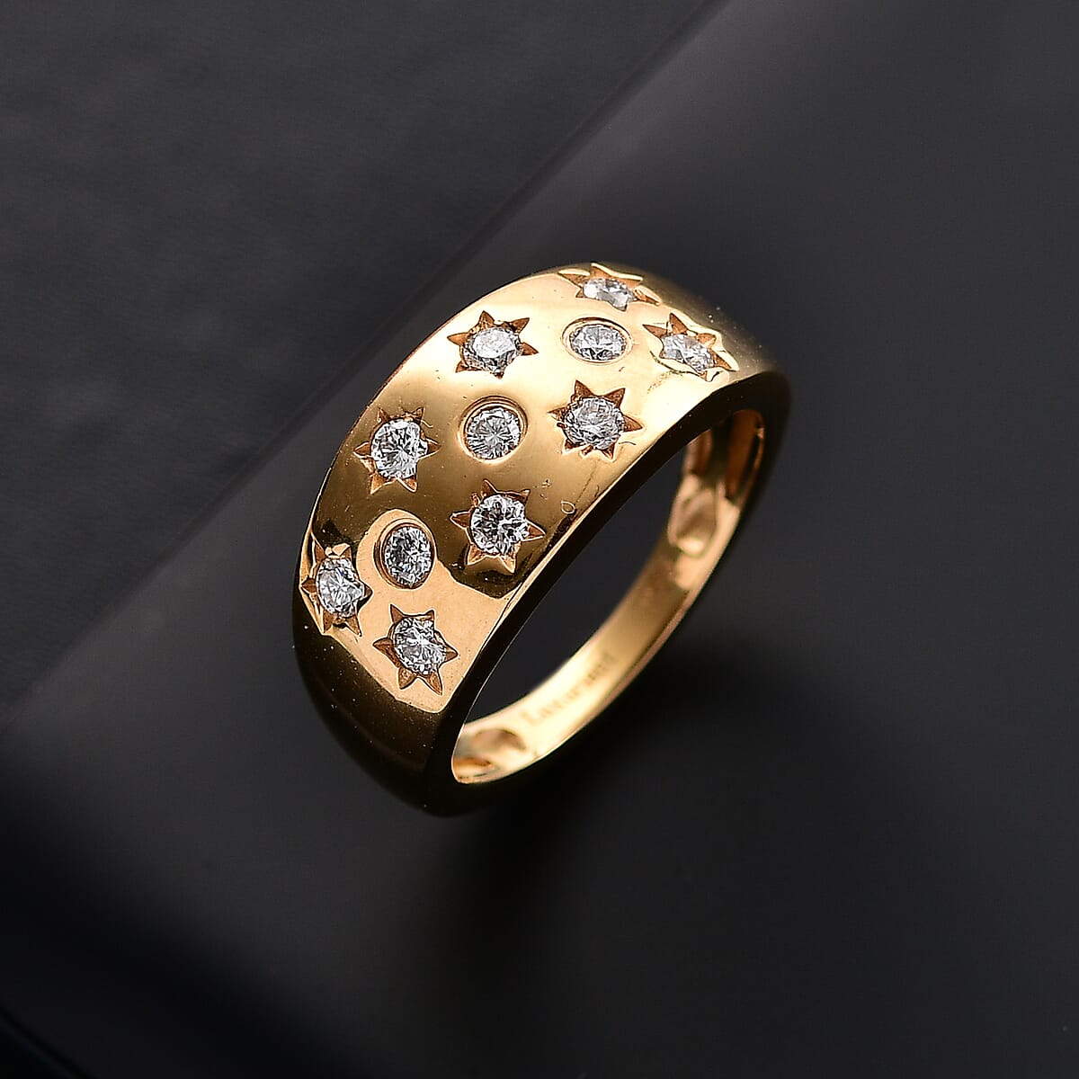 Luxuriant Lab Grown Diamond G-H SI 0.50 ctw Art Deco Ring in 18K Vermeil Yellow Gold Over Sterling Silver (Size 8.0) image number 1
