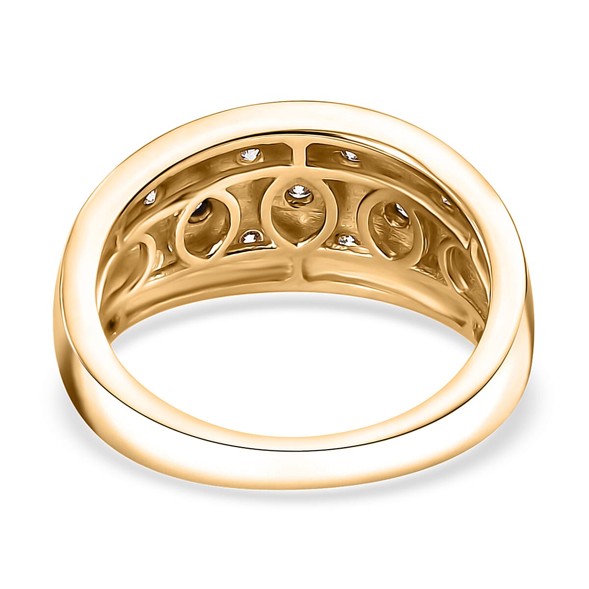 Luxuriant Lab Grown Diamond G-H SI 0.50 ctw Art Deco Ring in 18K Vermeil Yellow Gold Over Sterling Silver (Size 8.0) image number 4