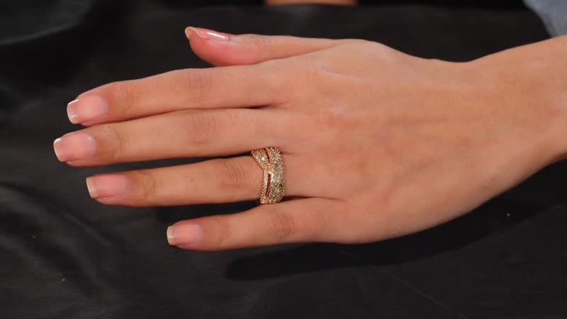 Nature Champagne Diamond Ring in 18K Vermeil RG Sterling Silver (Size 7.0) 1.00 ctw