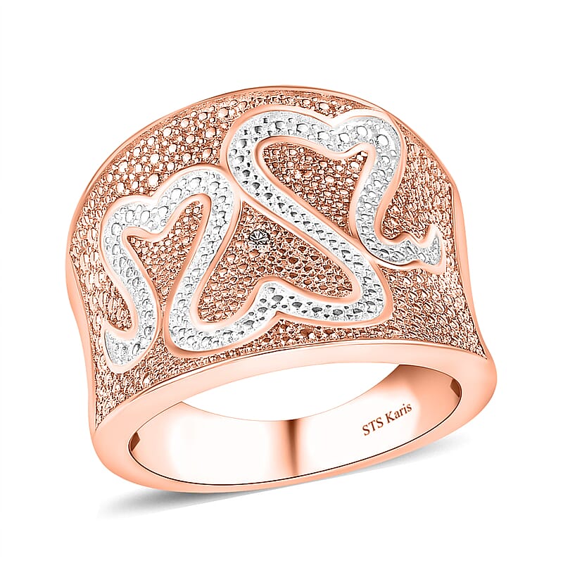 Karis Natural Champagne Diamond Accent Fancy Ring in 18K RG Plated (Size 10.0)