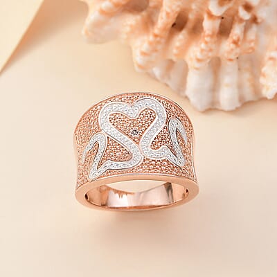 Karis Natural Champagne Diamond Accent Fancy Ring in 18K RG Plated (Size 10.0)