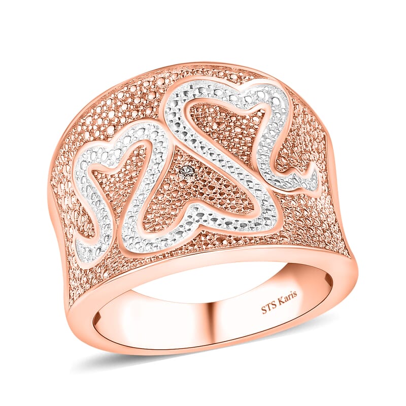Karis Natural Champagne Diamond Accent Fancy Ring in 18K RG Plated (Size 7.0)
