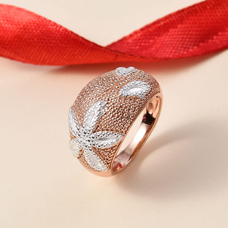 Karis Natural Champagne Diamond Accent Starfish Ring in 18K RG Plated (Size 10.0)