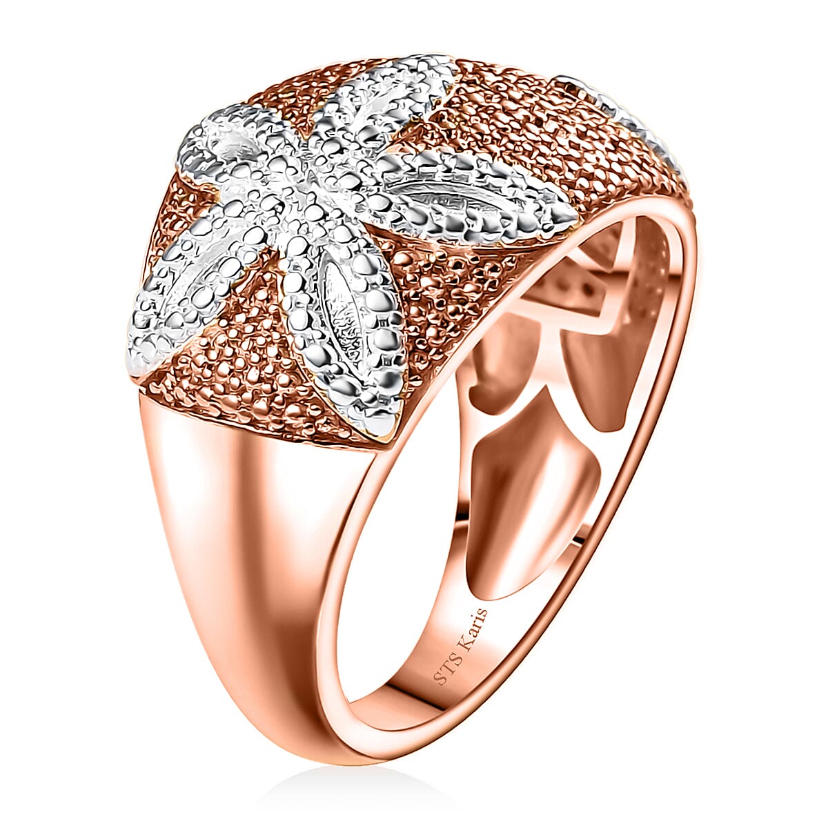Karis Natural Champagne Diamond Accent Starfish Ring in 18K RG Plated (Size 5.0) image number 3