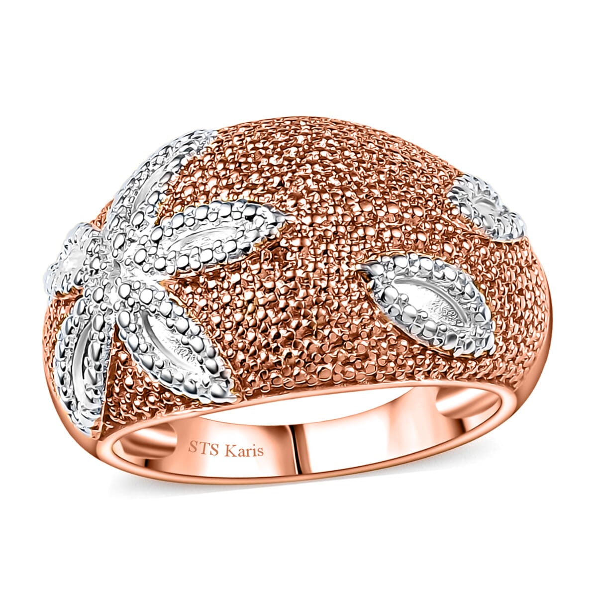 Karis Natural Champagne Diamond Accent Starfish Ring in 18K RG Plated (Size 8.0) image number 0