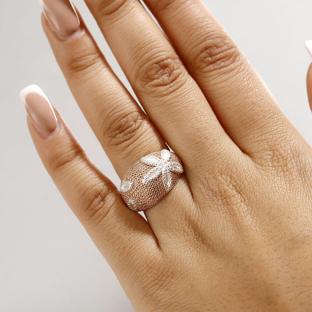 Karis Natural Champagne Diamond Accent Starfish Ring in 18K RG Plated (Size 8.0) image number 2
