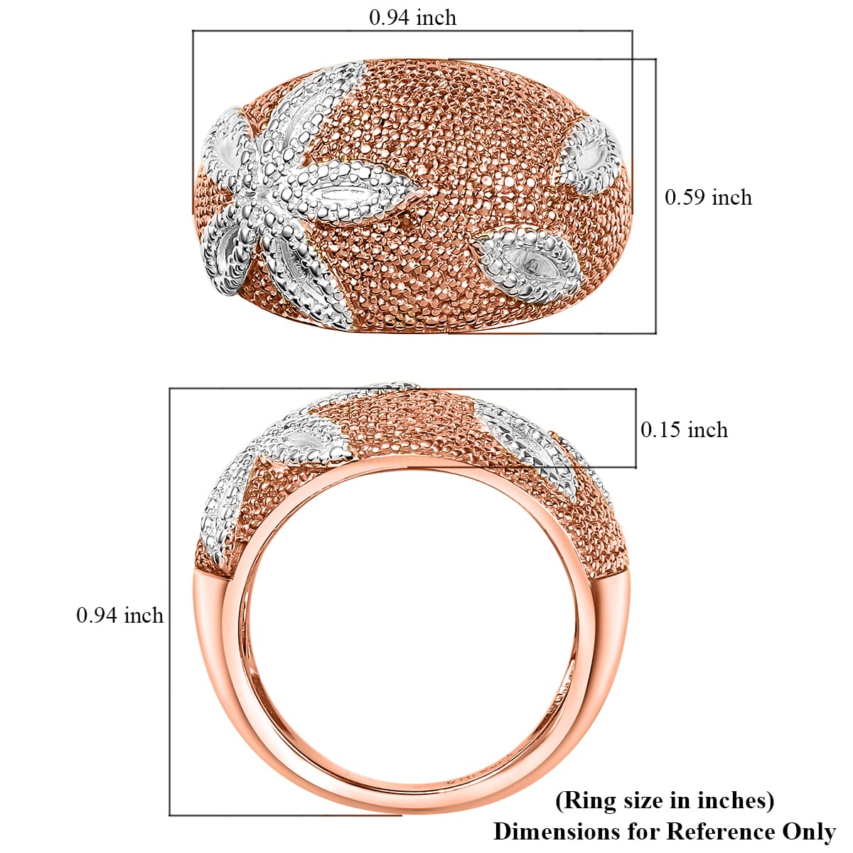 Karis Natural Champagne Diamond Accent Starfish Ring in 18K RG Plated (Size 8.0) image number 5