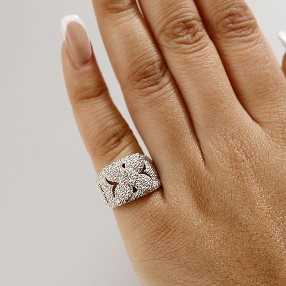 Karis Diamond Accent Cluster Ring in Platinum Bond (Size 5.0) image number 2