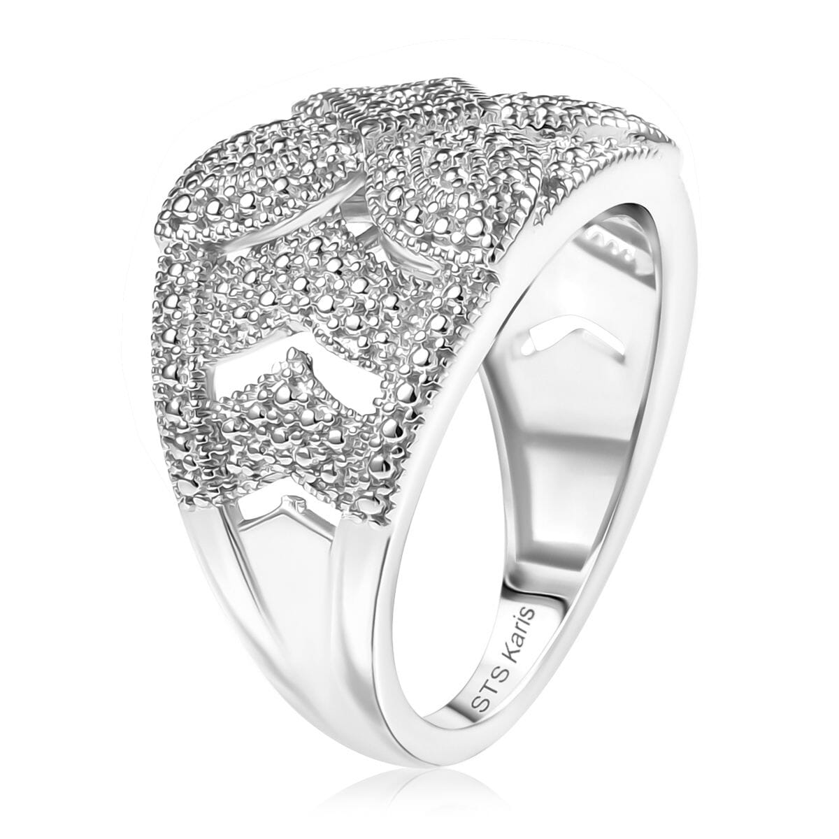 Karis Diamond Accent Cluster Ring in Platinum Bond (Size 5.0) image number 3