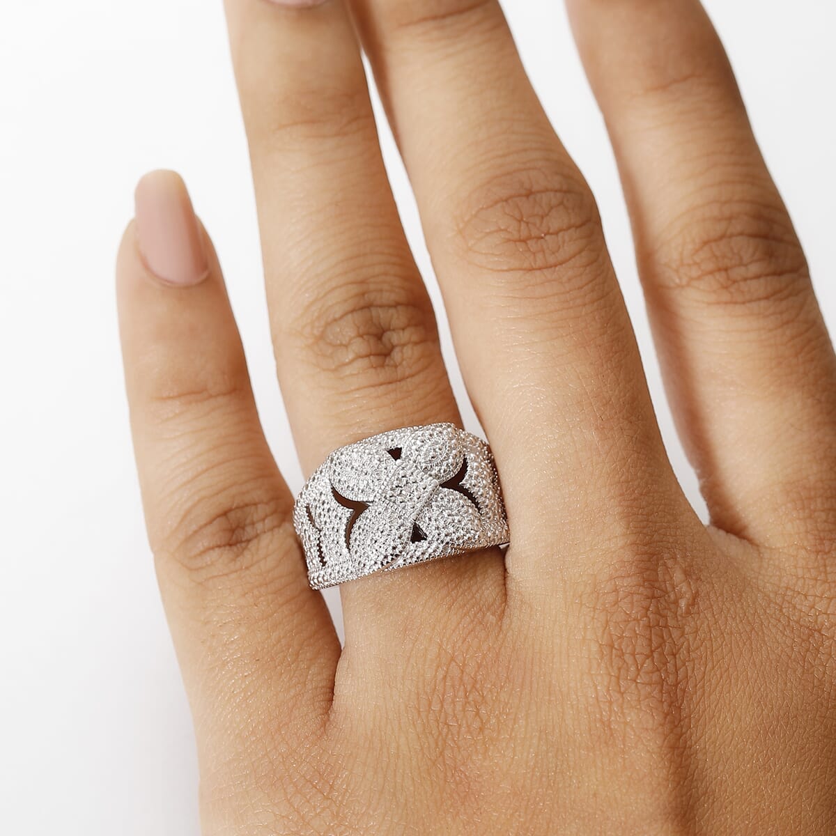 Karis Diamond Accent Cluster Ring in Platinum Bond (Size 8.0) image number 2