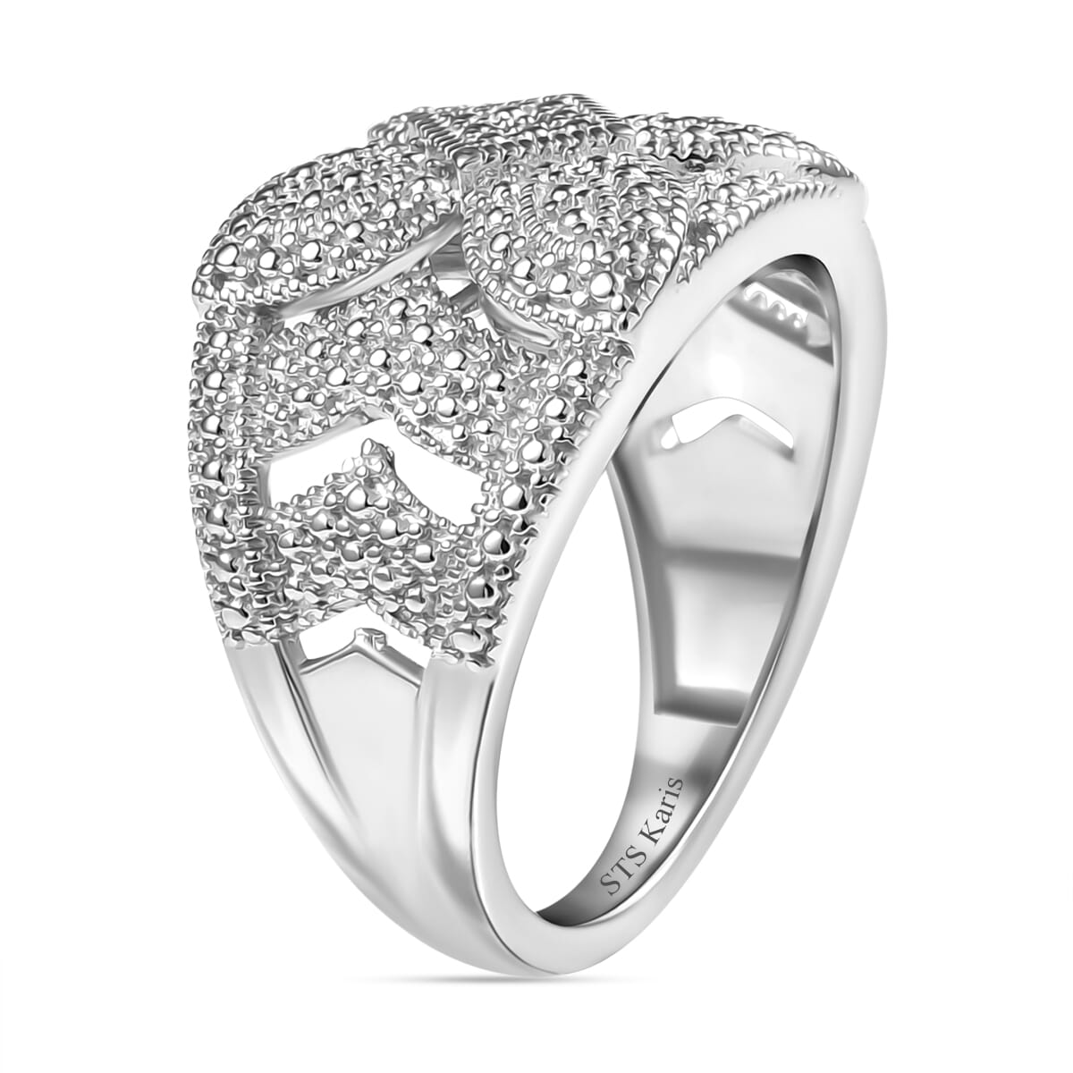 Karis Diamond Accent Cluster Ring in Platinum Bond (Size 8.0) image number 3