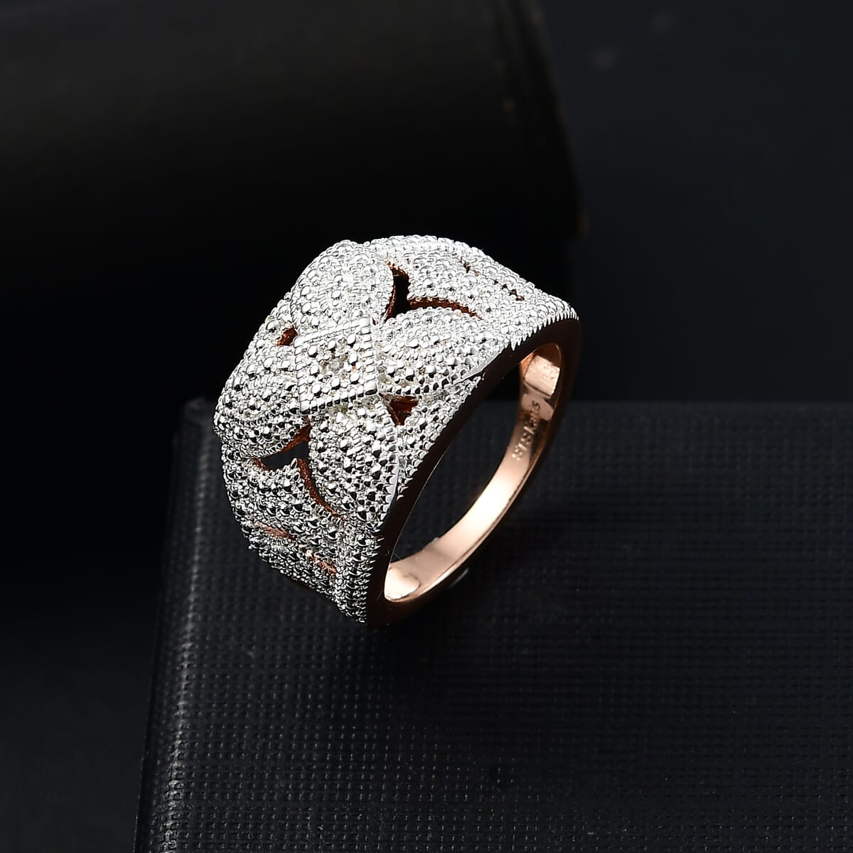 Karis Diamond Accent Cluster Ring in 18K RG Plated (Size 5.0) image number 1
