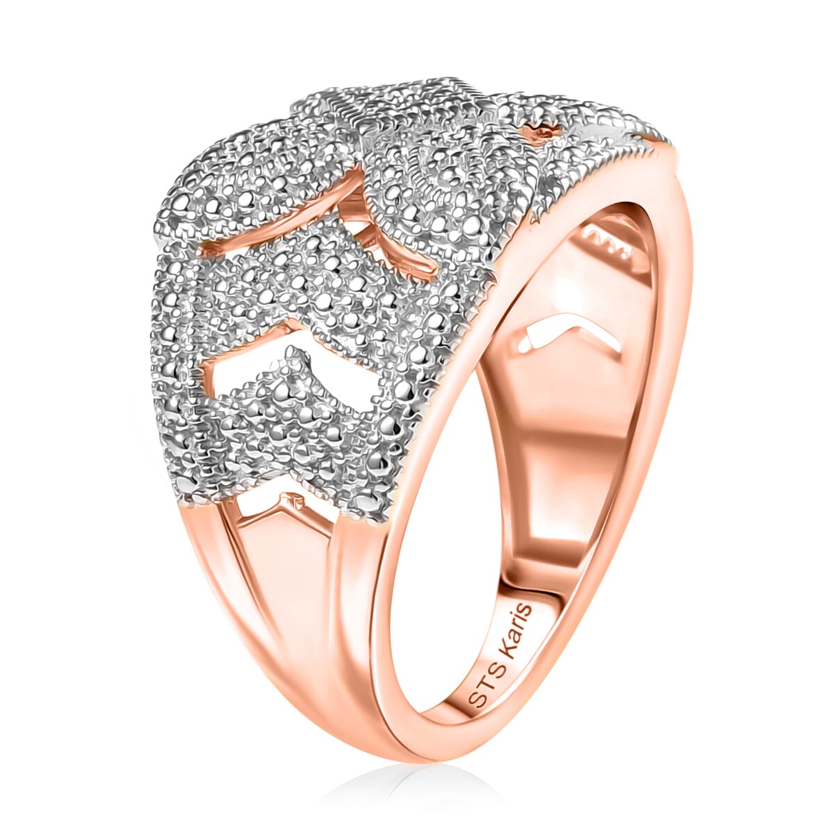 Karis Diamond Accent Cluster Ring in 18K RG Plated (Size 5.0) image number 3