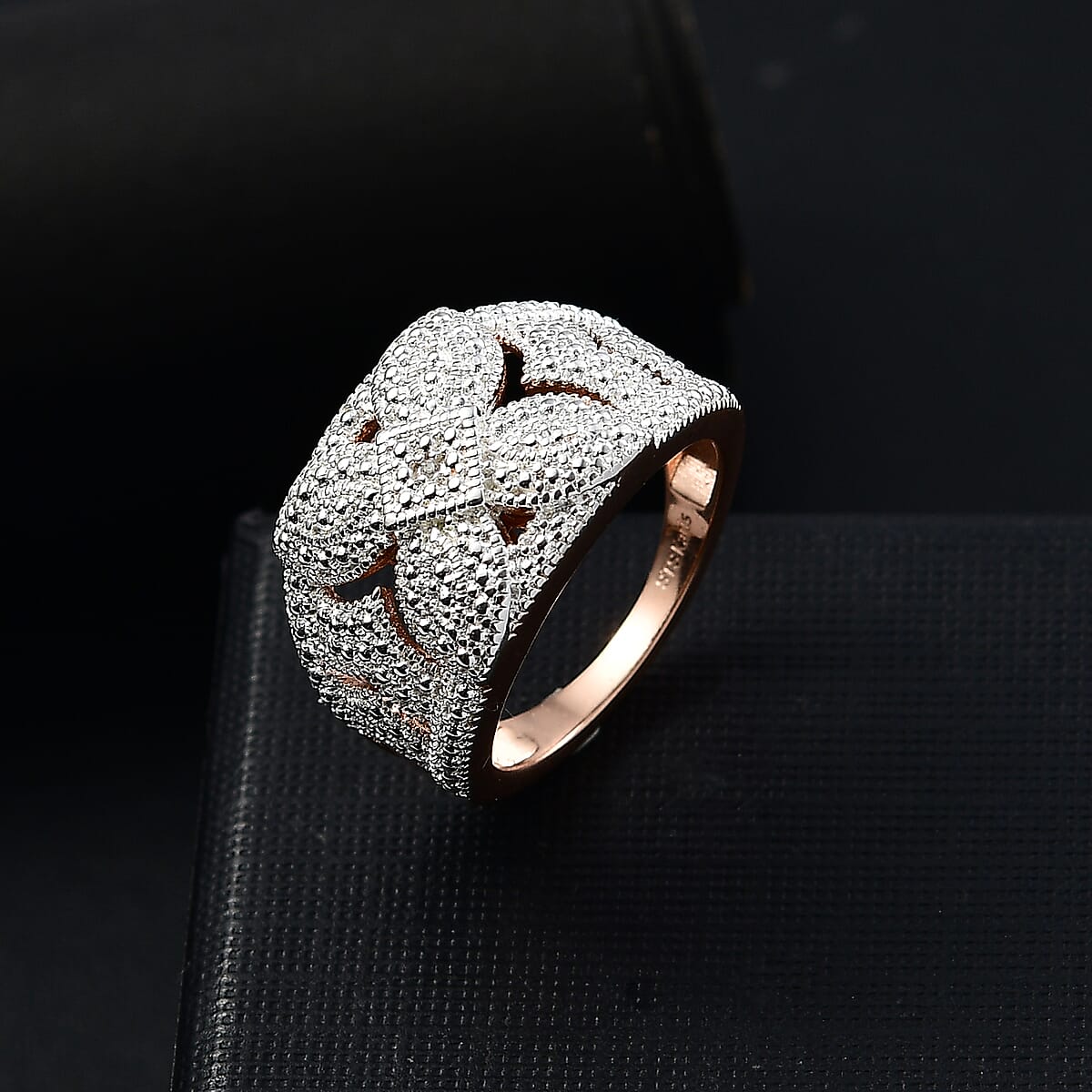 Karis Diamond Accent Cluster Ring in 18K RG Plated (Size 8.0) image number 1