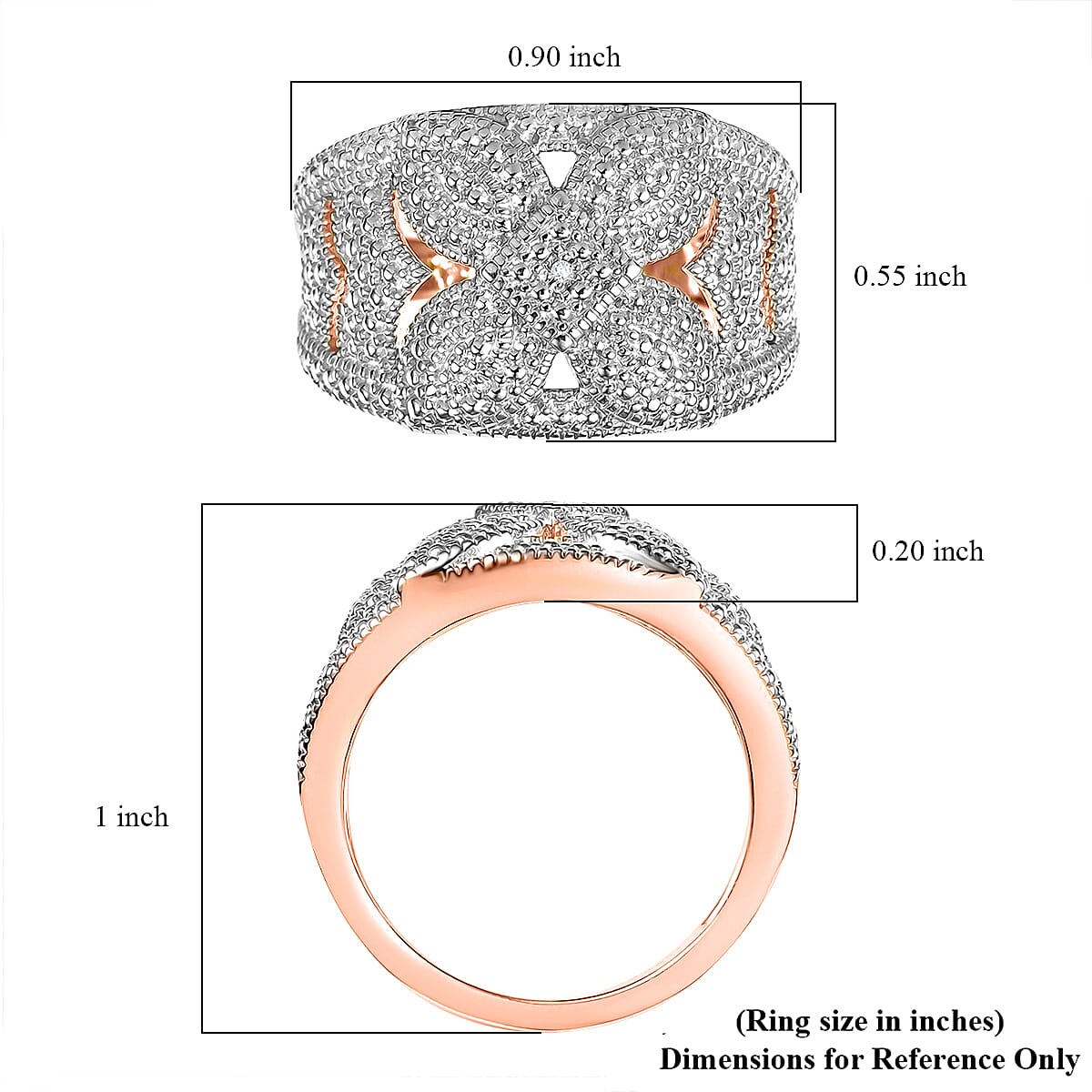 Karis Diamond Accent Cluster Ring in 18K RG Plated (Size 8.0) image number 5