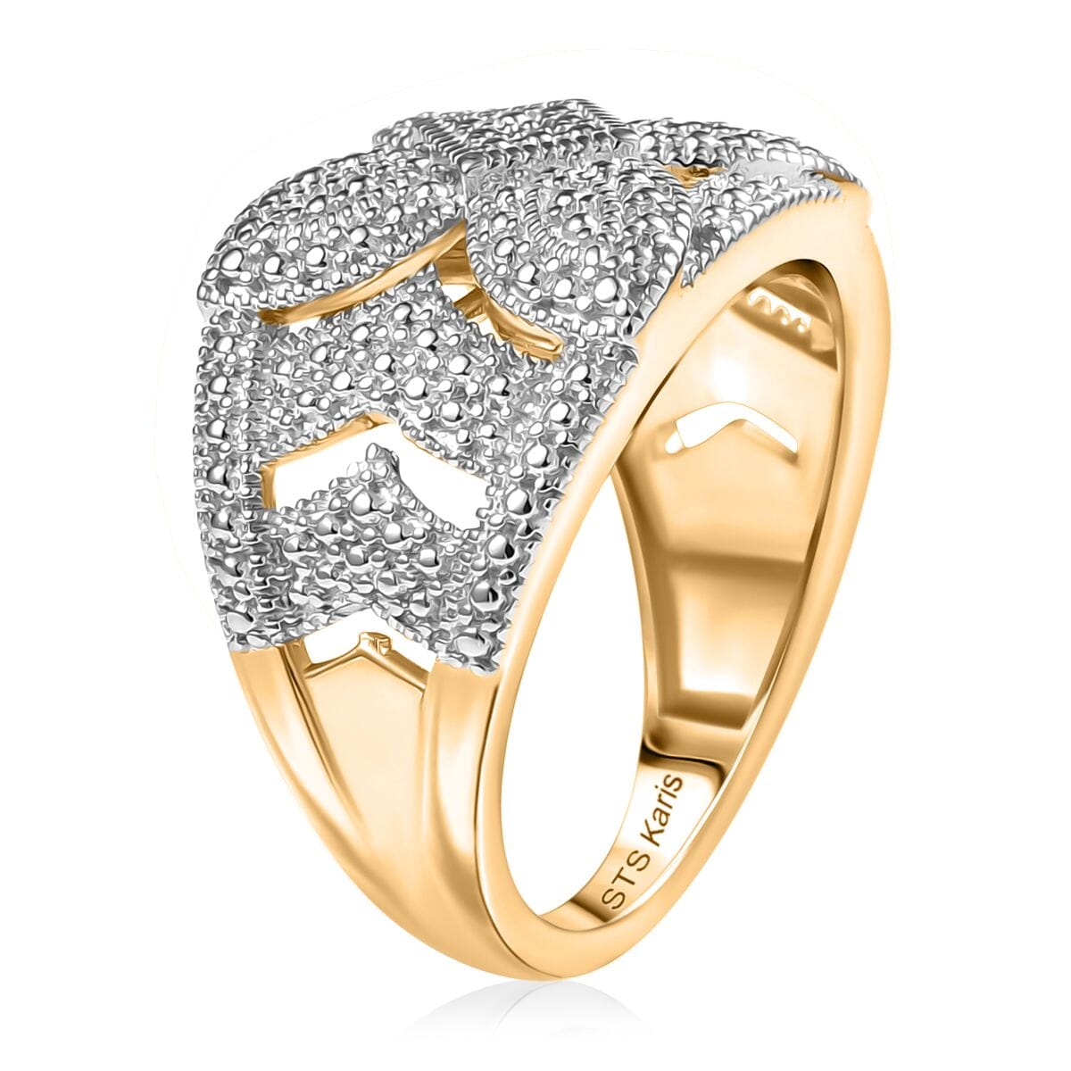 Karis Diamond Accent Cluster Ring in 18K YG Plated (Size 7.0) image number 3