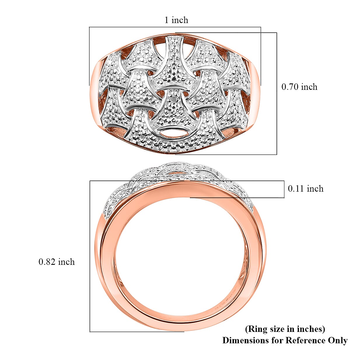 Karis Diamond Accent Fancy Ring in 18K RG Plated and Platinum Bond (Size 8.0) image number 5